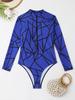2024 Geometric Print Long Sleeve One-Piece Swimsuit for Women
