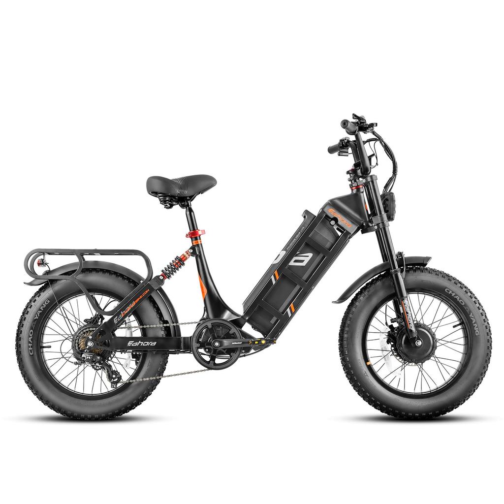 Juliet III Black 1000W * 2 Dual Motor Power 52V60AH Battery 20 * 4.0-inch Tire Hydraulic Brake Fully Suspended Electric Bicycle