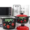 1Pcs Ceramic Casserole Cooking Soup Pot Red Strawberry Round Kitchenware  Saucepan Gas Stove Cookware Household Kitchen Supplies