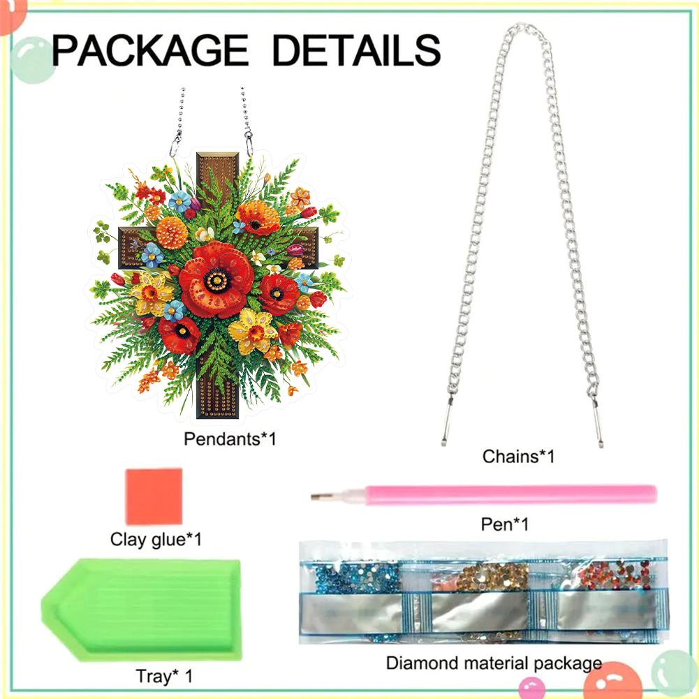 Cross Flower 2D Flat DIY Special Shape Rhinestone Diamond Art Window Pendants Diamond Painting Set Home Wall Decoration Crafts