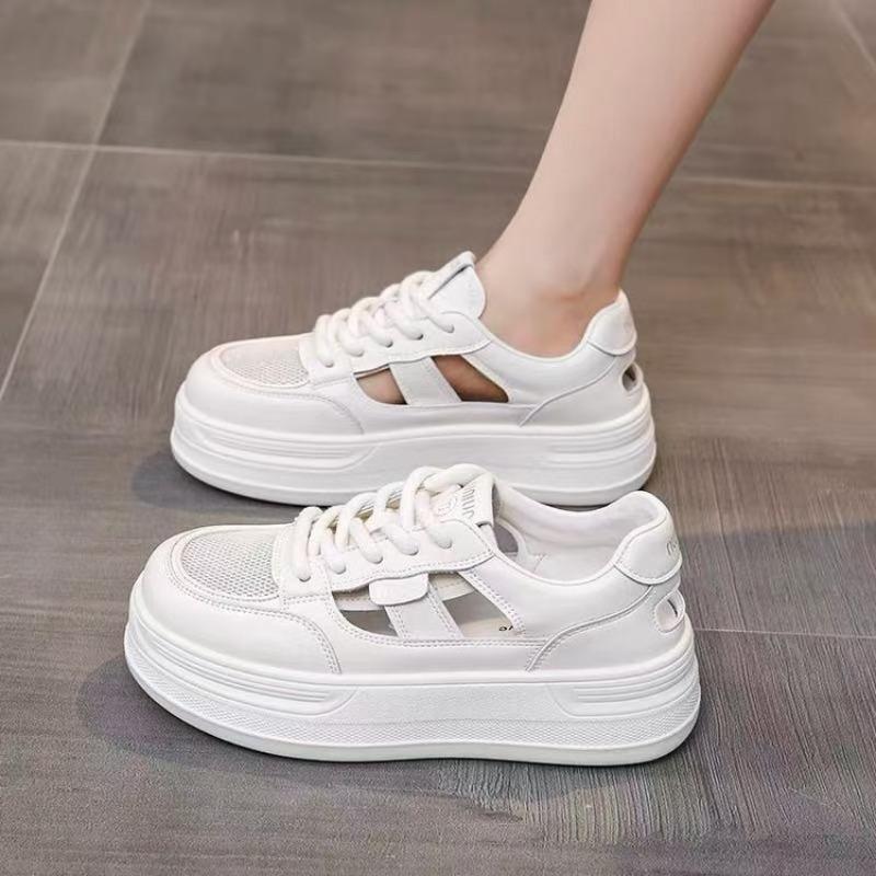 Fashion Womens Sandals 2025 Summer New Outer Wear Hollow Sports Little White Shoes Fashion Versatile Breathable Mesh Womens Shoes