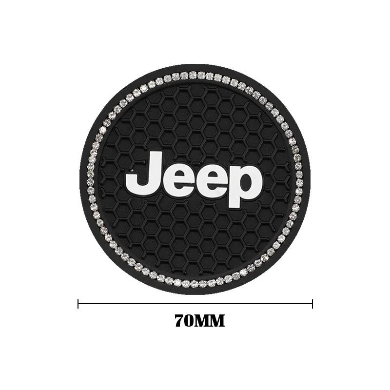 2Pcs Anti-Slip Silicone Car Cup Mat Anti-Noise Coasters Automotive Interior Accessories for Jeep Wrangler Grand Cherokee Compass AKT1