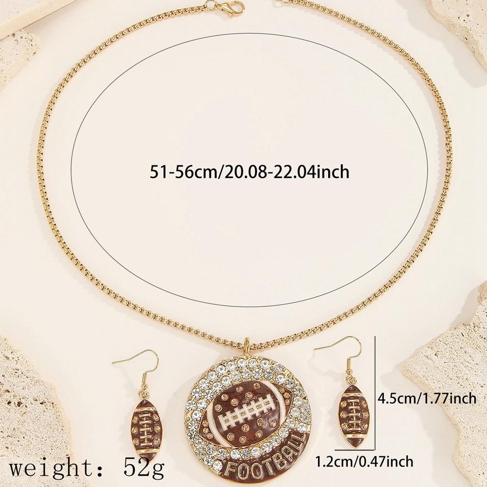 Water Zirconia Durable Rugby Jewelry Set With Pendant And Earrings For Sports Fans And Collectors