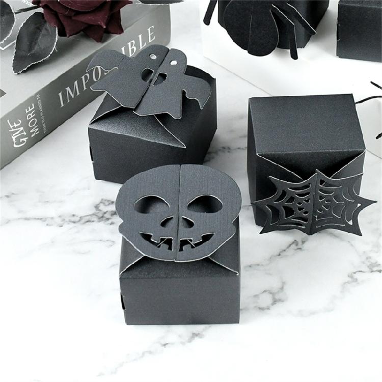 12 Count Tangerine Halloween Candy Boxes User friendly Paper Container With Eerie Pumpkin Designs