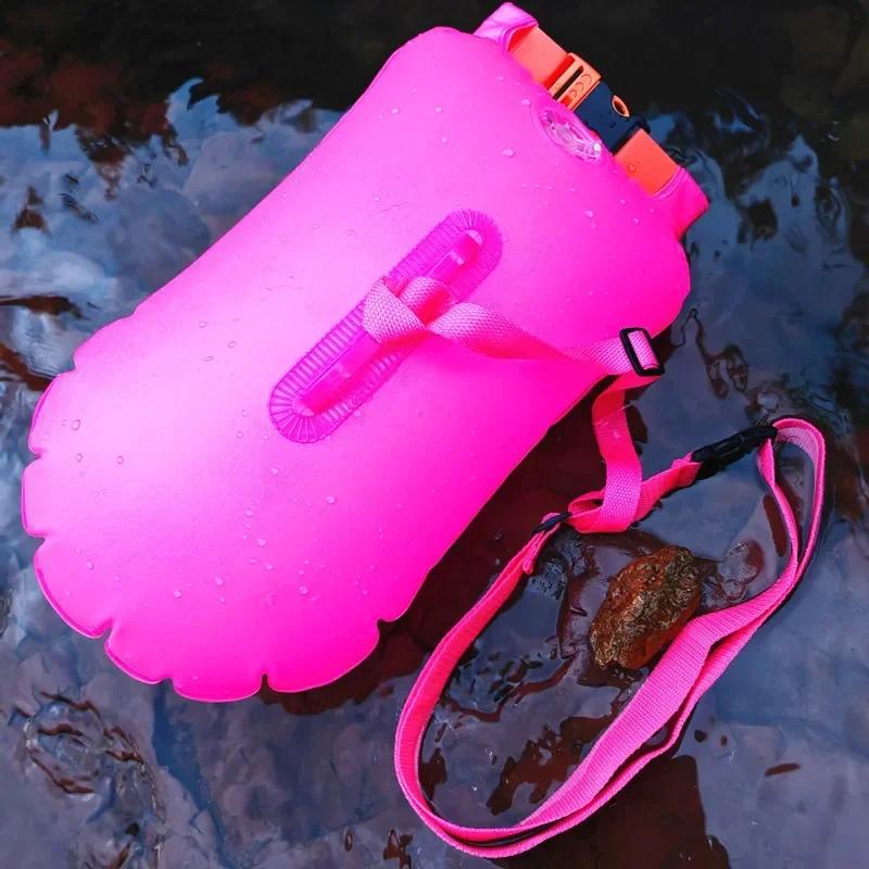 Swim Bucket Dry Bag Inflatable Open Swim Buoy Towable Dry Bag with Boating Rafting Swimming Bucket Water Sports Safety Bag