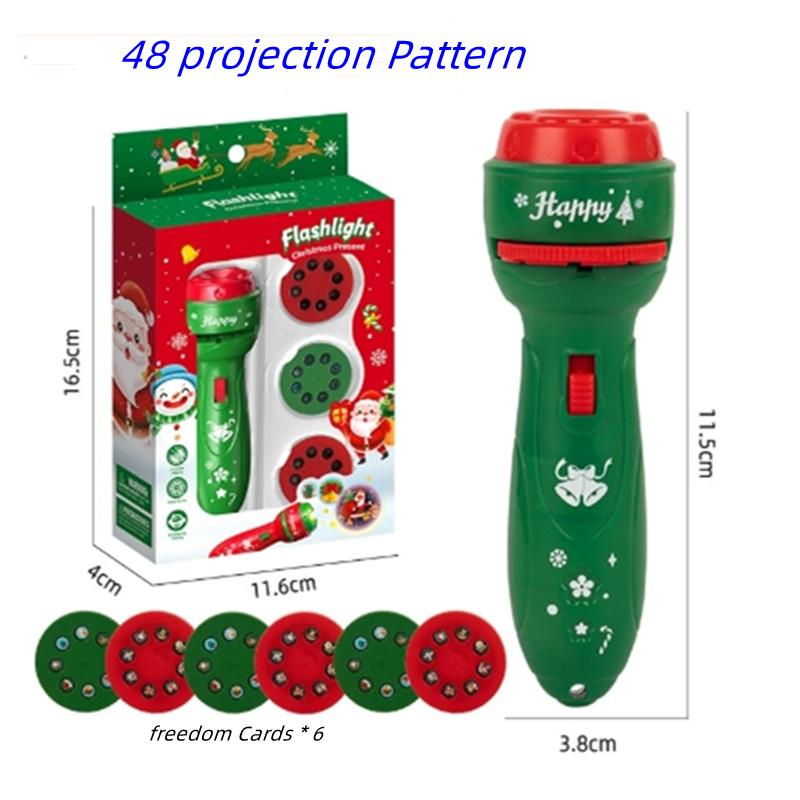 Christmas Cartoon Projection Flashlight Creative Children Flashlight Toy Projector Baby Toys Bedtime Story Book Toy3-10 Cards