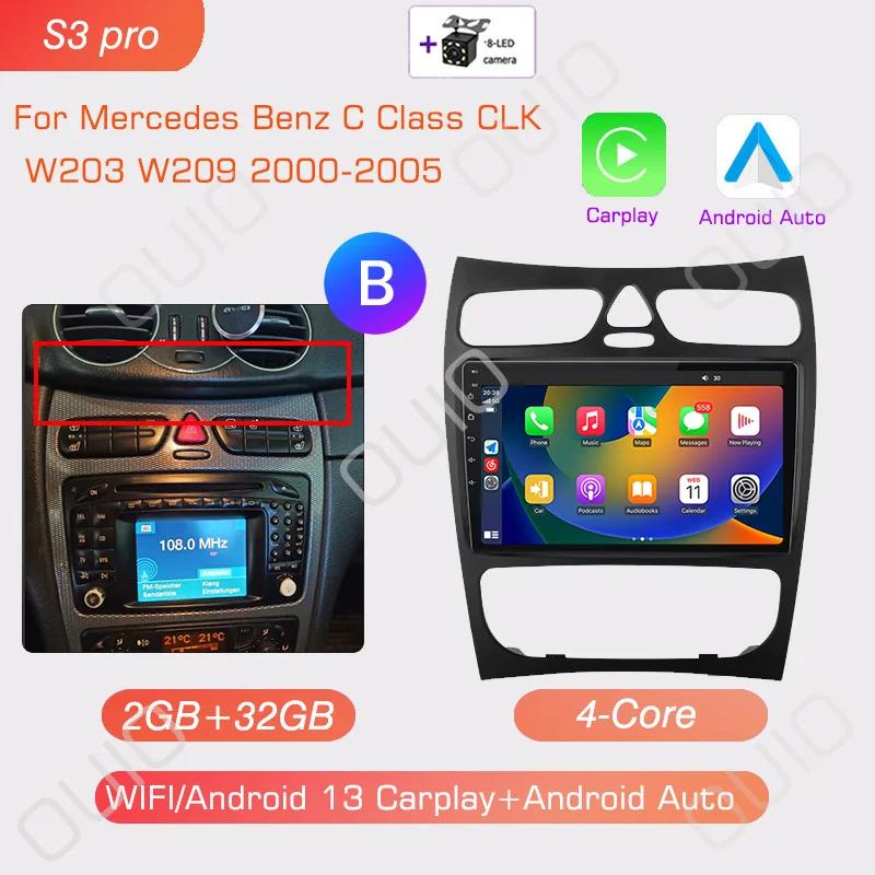 Android 13 Radio For Mercedes Benz C Class CLK W203 W209 2000-2005 Car Stereo Multimedia Player Carplay Auto GPS Navigation 2DIN