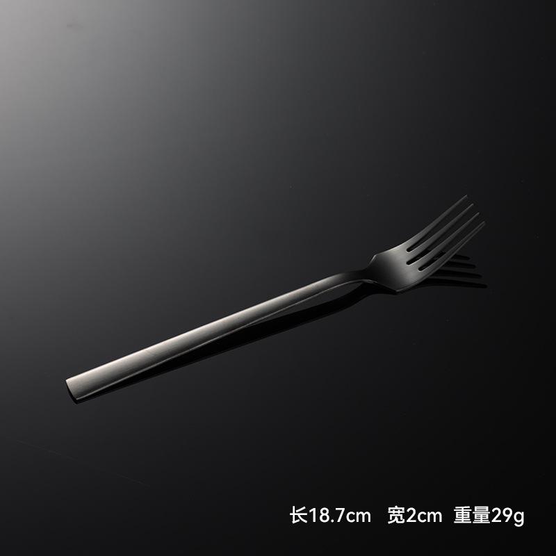 304 Stainless Steel Korean Square Handle Western Tableware Knives, Forks and Spoons Hotel Wide Barbecue Shop Spoon Matte Sand