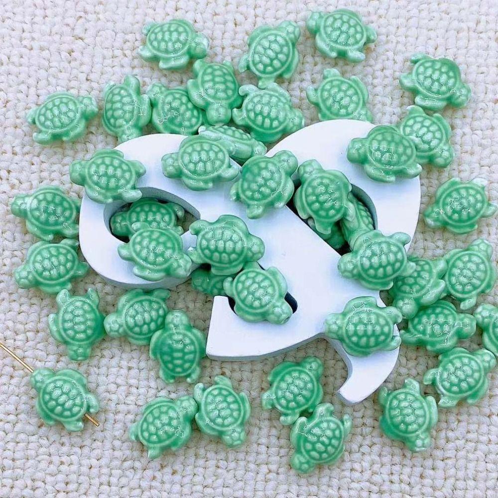 10pcs Handmade Craft Sea Turtle Bead Ceramic Jewelry Making Material  Women