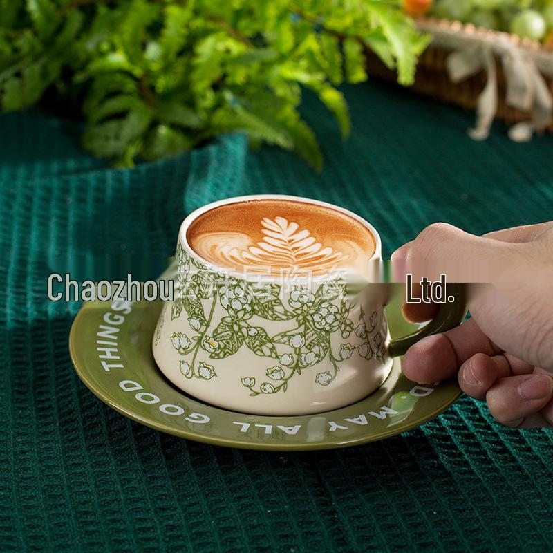 French Garden Luxury Coffee Cup & Saucer Gift Set: Elegant Mug with Saucer