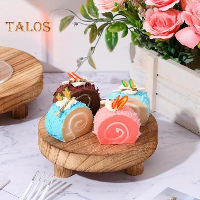 3Pcs/Set Wooden Coffee Mug Holder Decorative Round Stool Pedestal Flower Plants Pot Riser Display Stand Base with Legs Indoor Outdoor Home Patio