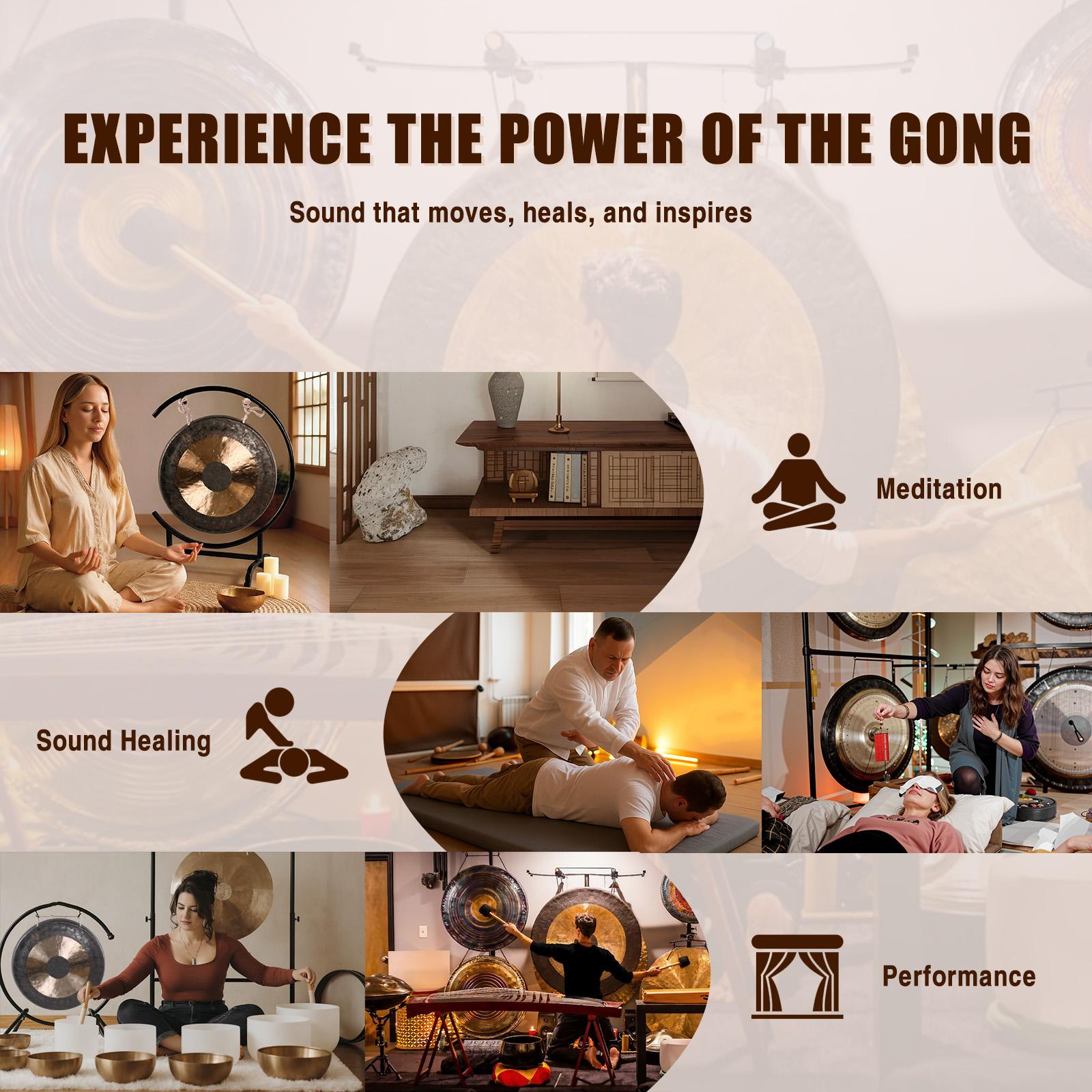 18in Gong Percussion Instrument with Mallet Traditional Gong at The Seaside C-Stand for Therapys Yoga and Long Sustain United States
