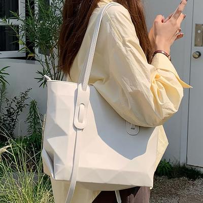 Pu Leather Waterproof Soft Bread Bag Simple Tote Bag with Large Capacity Single Shoulder Bag Woman