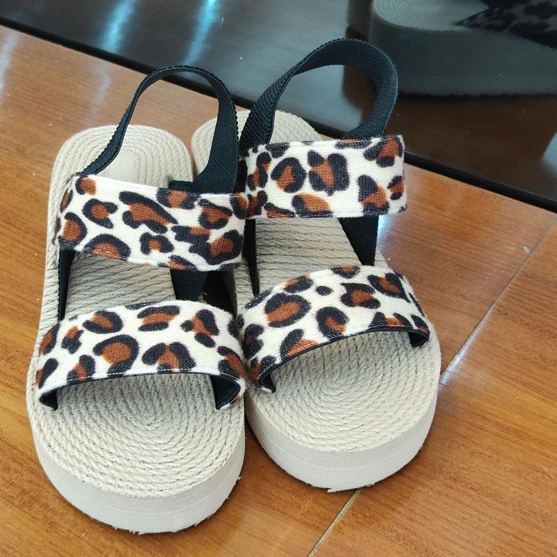 EVA Leopard Print Women's Wedge Sandals - Plus Size, High-Heeled Platform for Summer Fashion