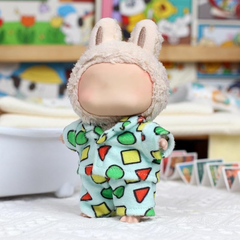 17cm Macaron labufu Doll Clothes Good Night Bedding Set Blanket Sheet and Pillow Pajamas Set Cozy Little Home Gifts for People