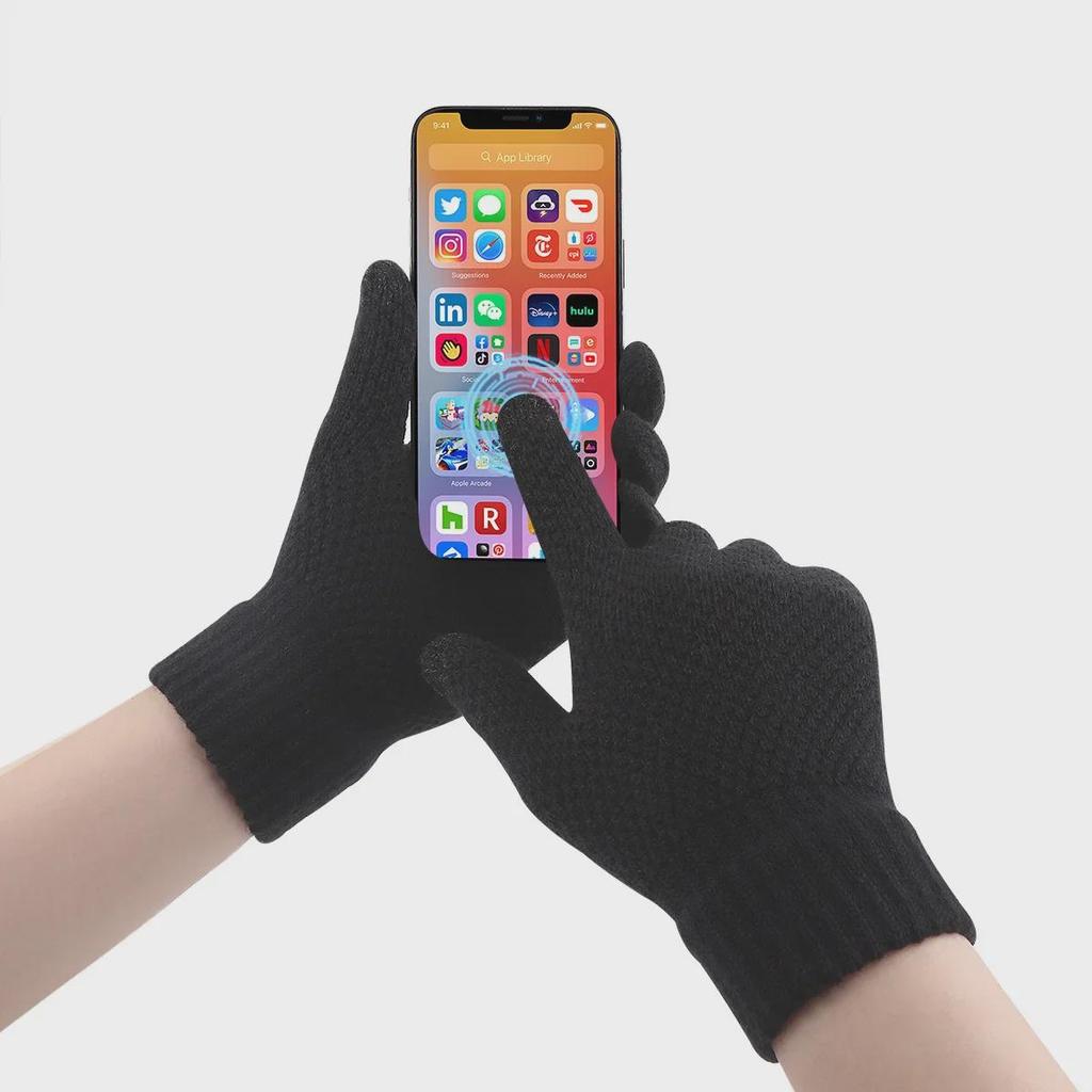 Men's and Women's Knitted Touchscreen Gloves: Warm, Velvet-Lined, Thickened, Separate-Finger Design for Autumn and Winter