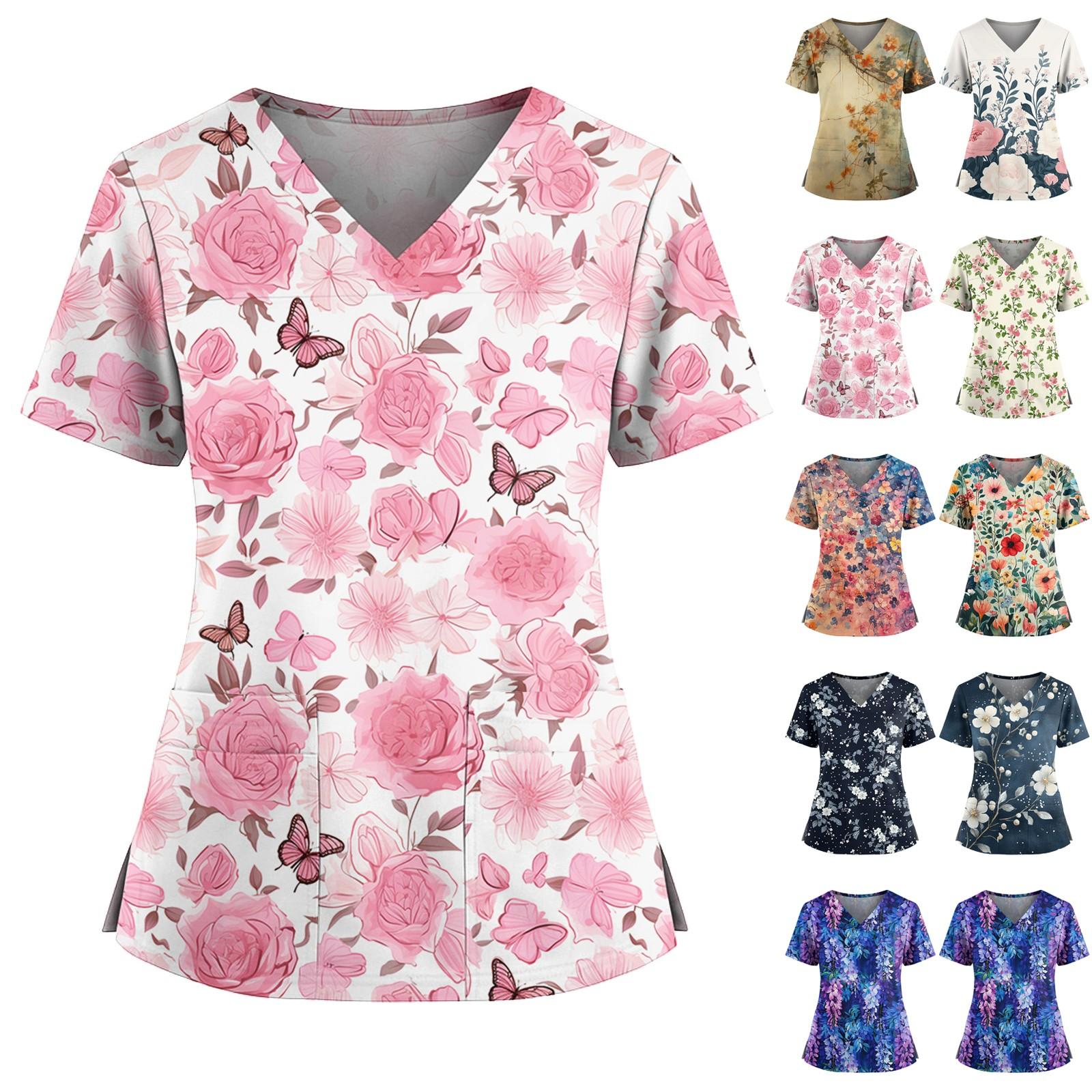 

Женский повседневный топ с принтом, V-образным вырезом, карманом, боковым разрезом и короткими рукавами L бежевый