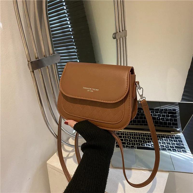 Fashion Flap Saddle Crossbody Shoulder Bags for Women PU Leather Messenger Handbag Purse Luxury Satchel Bag