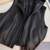 Slimming Faux Leather Vest Jacket Women's Loose Fit Outerwear Thin Short Coat Casual Hooded Vest Autumn Small Size