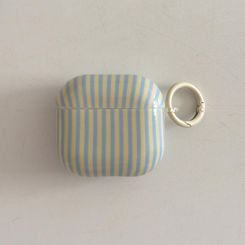 Retro Blue Black Stripe Soft Case for AirPods 4 Fashion Headphone Case for Apple AirPods Pro 2 3nd Generation Dustproof Cover