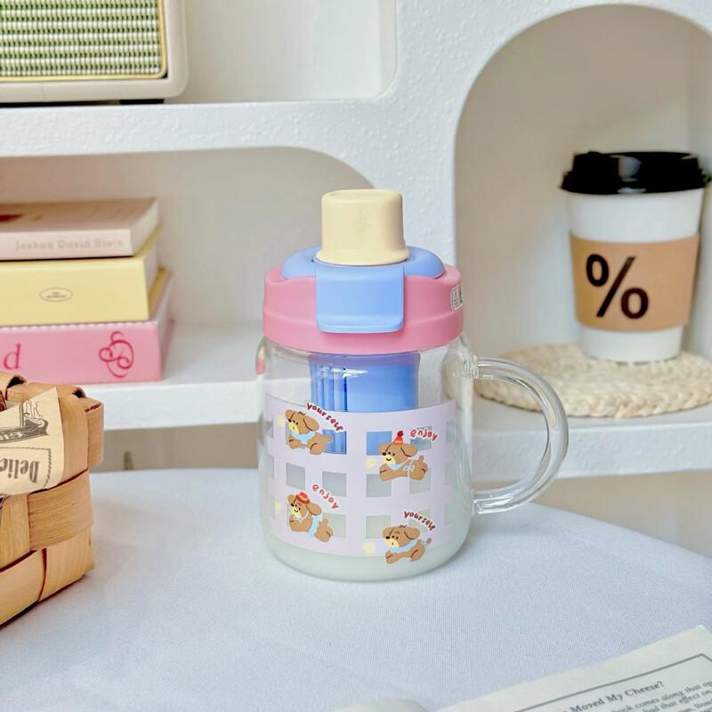 Shangqi Cartoon Dual-Use Glass Water Bottle with Handle