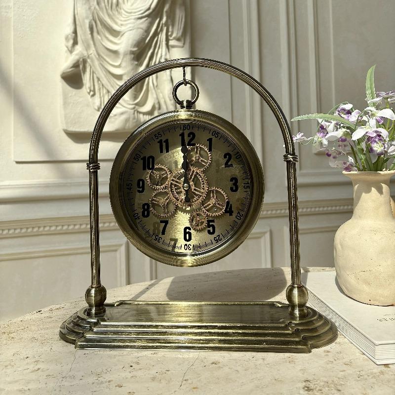 Retro Table Clock Luxury Desk Watch Decorative Silent Tabletop Clocks Aesthetic Living Room Desktop Watches Table Decoration