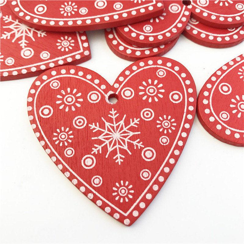 10 adet Yeni Yıl Ahşap Noel Ağacı Süs Ahşap Asılı Kolye Hediyeler Kar Elk Noel Decora