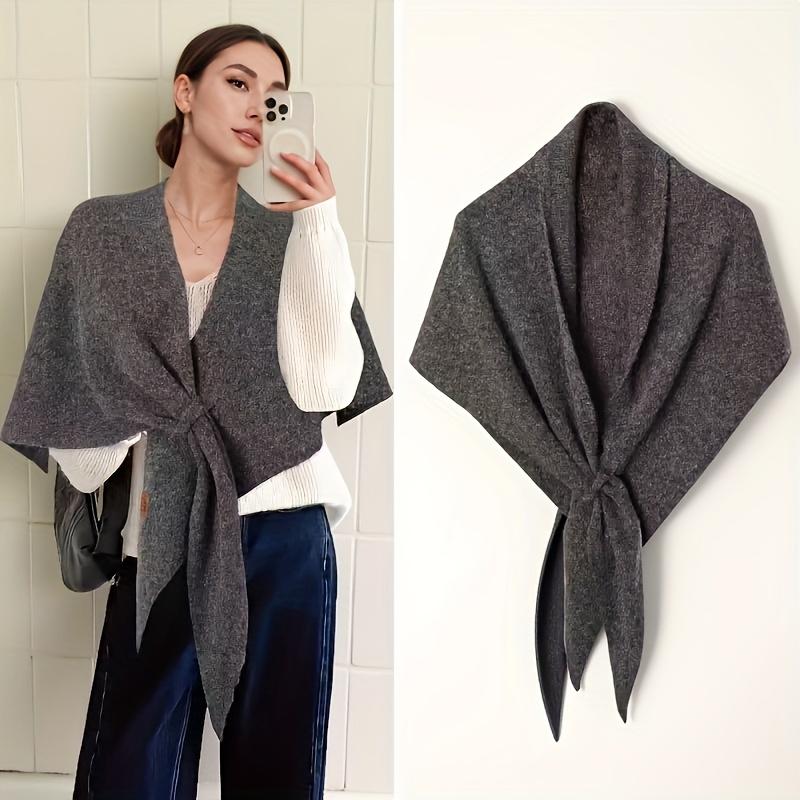 Damen Übergroßer Koreanisch Inspirierter Dreiecksschal & Cape - Elegant Einfarbig Winterliche Wärme, Weiche Wärme für Büro, Party