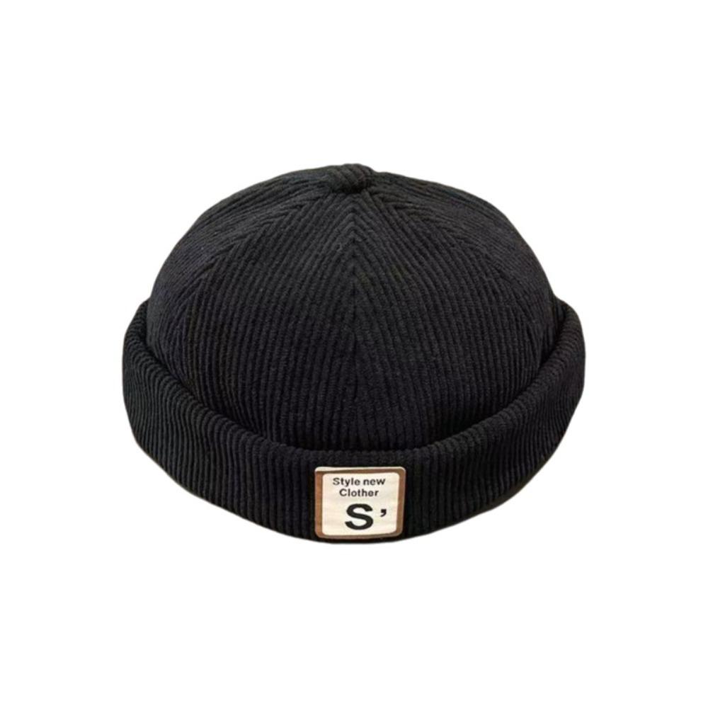 

Vintage Brimless Hat Adjustable Docker Hat Fashion Melon Hat Winter чёрный