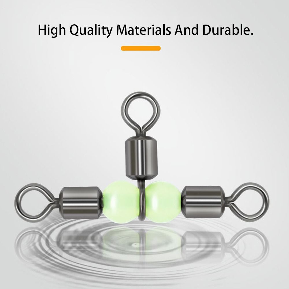 Connector Rolling Triple Solid Ring Fishing Tackle Luminous Beads Fishing Swivel Fishing Connector