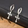 Full Cubic Zirconia Stones Cross Earrings Men Women,sparking Rhinestones Cross Dangle Earrings Gothic Punk Jewelry Gift