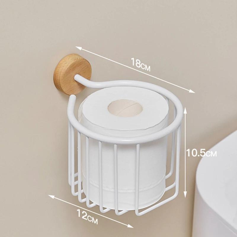 HeMu Solid Wood Tissue Holder Without Punching, Toilet Paper Box, Toilet Phone Storage Rack, Walnut Roll Paper Holder Simple