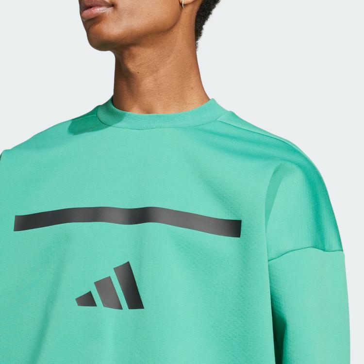 Adidas Z.N.E. True Healing Series FW24 Sportswear Black Label Uniform Crew Neck Long Sleeve Sweatshirt Men Sweatshirt Light-Turf-Green JD6443