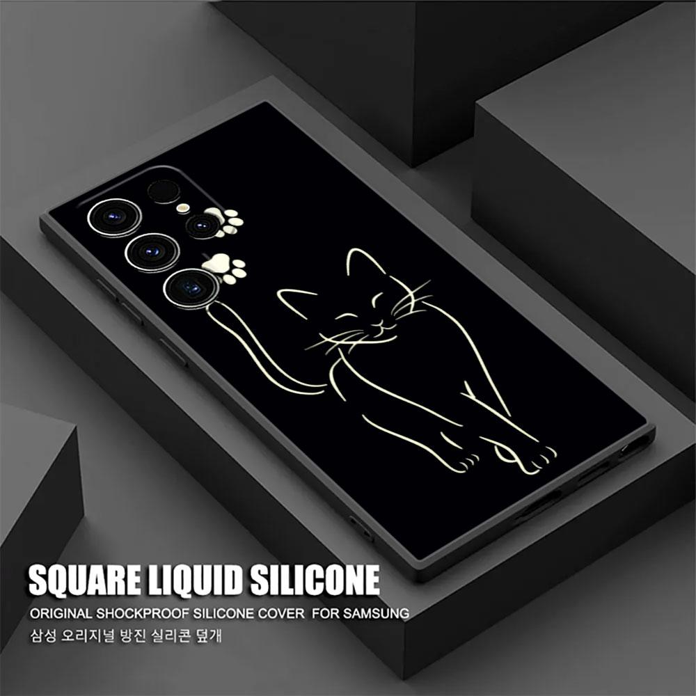 Funny Cute Cat Line Art S26Ultra Case For Samsung Galaxy S26 S25 S24 S23 S20 S21 FE S22 Ultra S25 Plus 5G Cases Soft Phone Cover