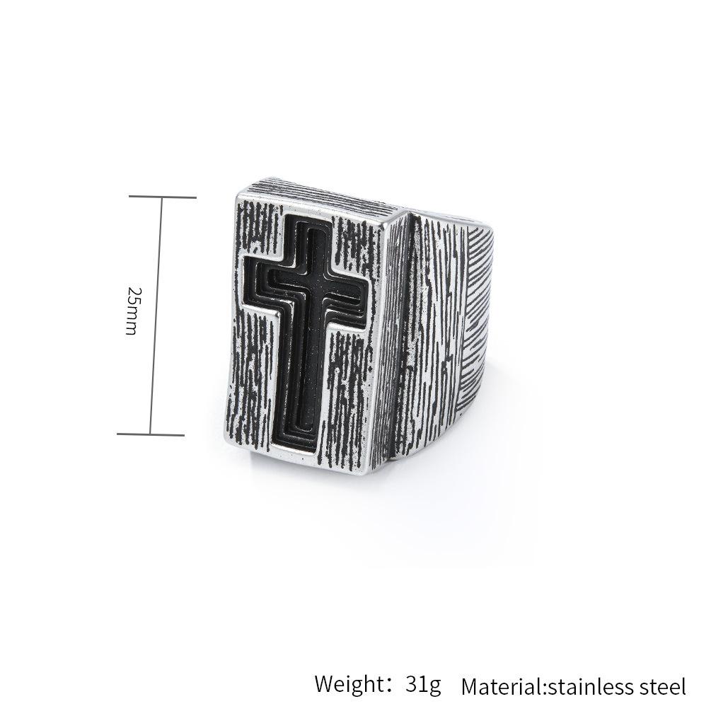 Gothic Punk Men's Ring Oversized Stainless Steel Cross Signet Ring Hip Hop Streetwear Statement Jewelry Bold Gothic Ring for Him