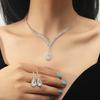 Water Drop Pendant Necklace And Earrings Set With Rhinestones For Elegant Bridal And Formal Wear