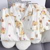 Soft cute princess wind sweet cute honey bear pajamas women's summer short-sleeved shorts two-piece cardigan loungewear