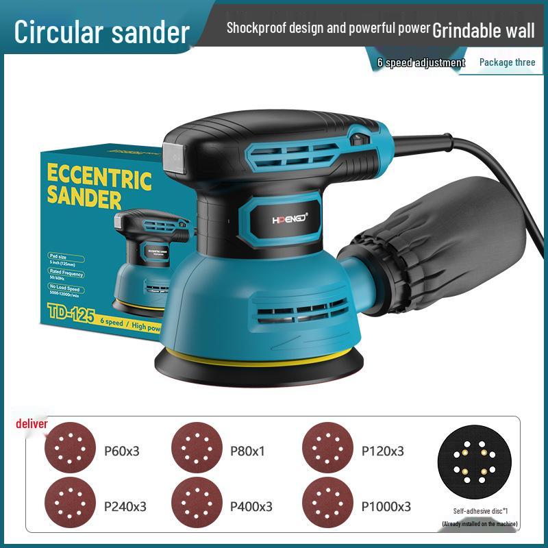 Șlefuitor Eccentric Electric cu Hârtie abrazivă de 5 inch pentru prelucrarea lemnului și lustruirea mobilei