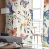 Flowers Birds Watercolors Leaves Sheer Curtains for Kids Bedroom Living Room Voile Window Curtains Tulle Drapes