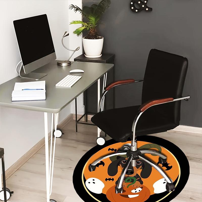 

1pc Office Carpet Chair Mats Halloween Dachshund Pumpkin Ghosts Bats Perfect for Decorating Office Chairs, Living Rooms, Or Bedrooms.YDT161 80cm by 80cm