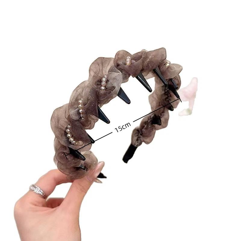 Elegant Temperament Rhinestone Design Hairband For Women Daily Wear Headwear Non-Slip Wash Face Headband Hair Accessories