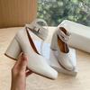 Fashion Ins Style Vintage Soft Leather Split Toe Tabi Women Pumps Fashion Ankle Strap Thick High Heels Spring Autumn Casual Chunky Shoes