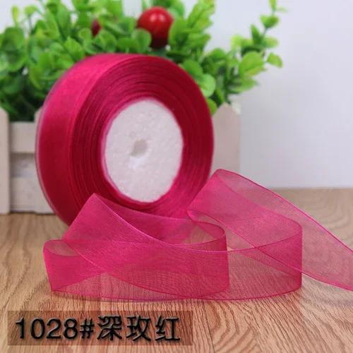 50yards 25mm Organza Chiffon Ribbons Wedding Party Decoration Handmade Ribbon Gift Wrapping Hair Hat Bows DIY Cloth Accessory