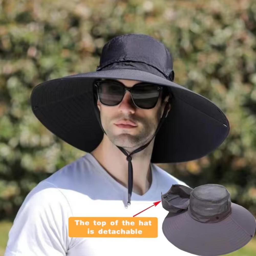 Detachable Hat Top Fisherman Hat Breathable Sun Protection Hat Fashion Large Brim Sun Hat  Travel