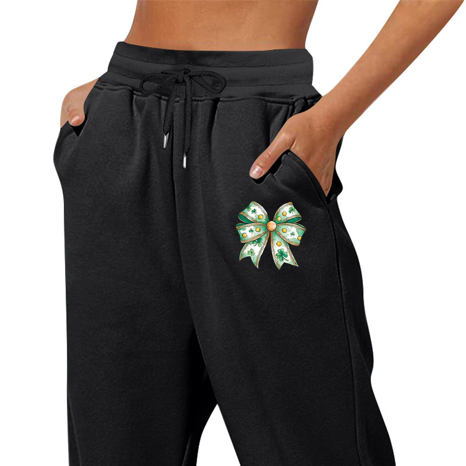 

Весенние и однотонные принтованные модные женские повседневные брюки с карманами и шнурком L чёрный