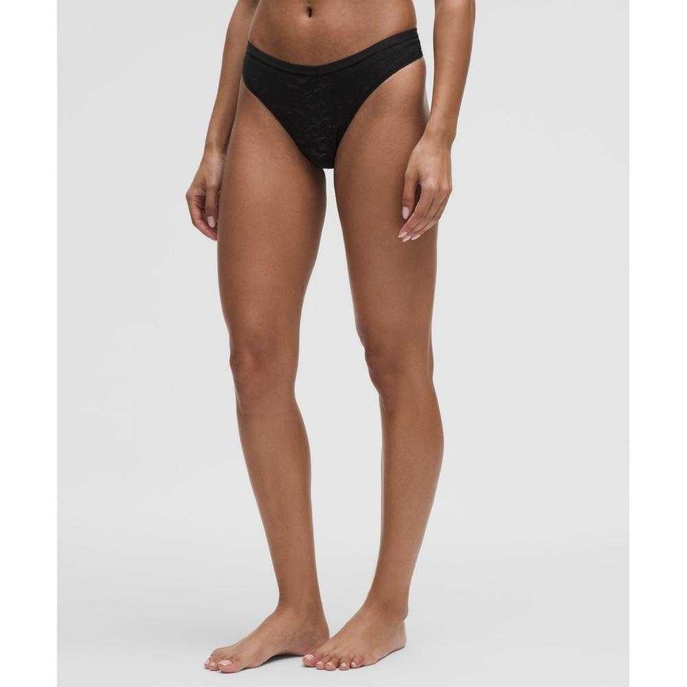 

Lululemon Кружевные стринги с заниженной талией и логотипом, черные XS