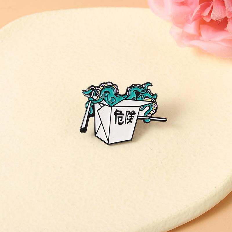 Ring Blue Eyecatching Octopus Brooch Metal Enamel Badge Perfect For Wear Casual