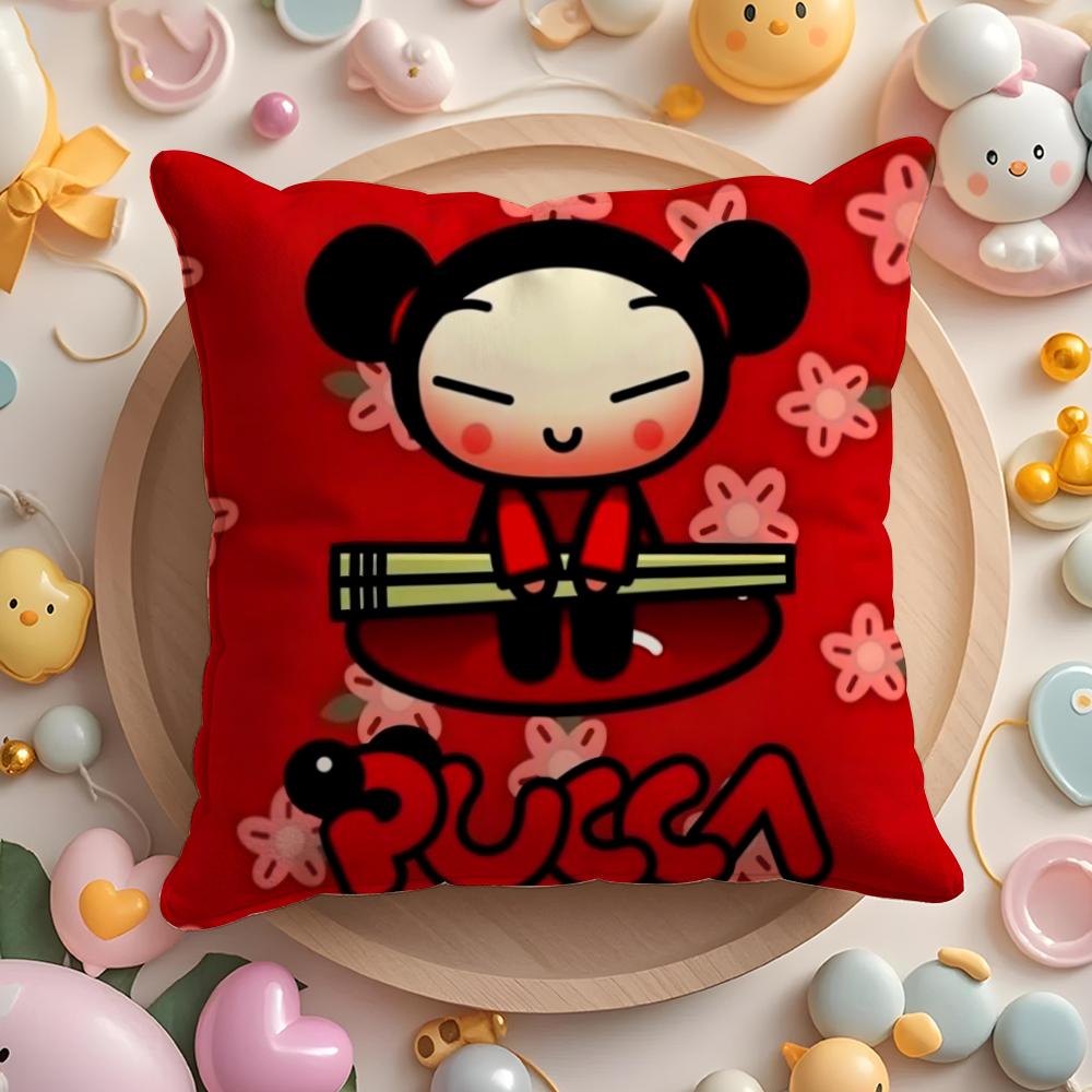 European P-Puccas Pillow Case Soft Plush Fabric Double-Sided Printed Cushion Cover Warm Winter Sofa Pillow Case