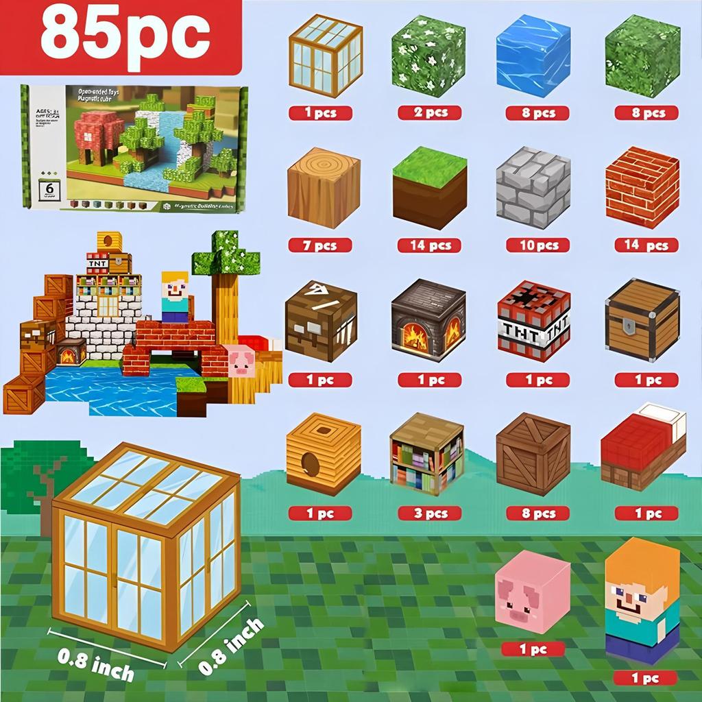 My Magnetic Block World: Primeval Forest Series Educational Building Cubes for Children