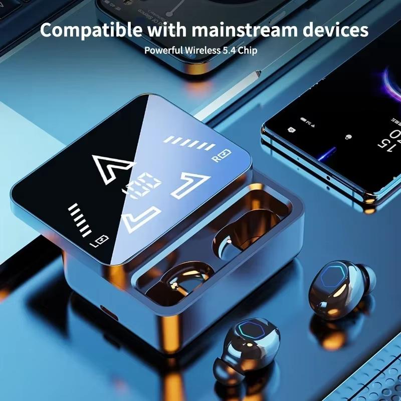 M48 Wireless Bluetooth Headset Noise Cancelling LED Earbud with Mic Wireless Headphones Bluetooth Earphones